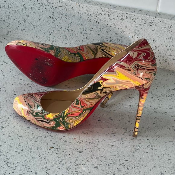 Christian Louboutin Dorissima 100 Patent Multicolor Pumps Red Bottom Size 40/box - Picture 4 of 4
